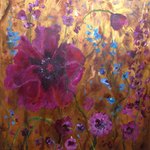 Prairies roses 40x40cm